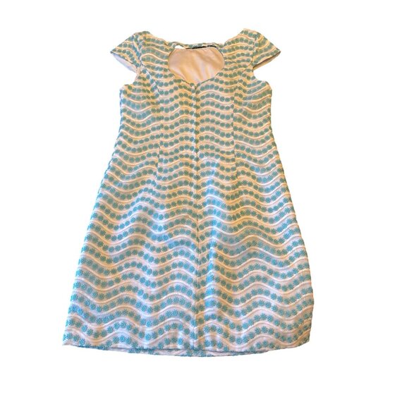 Lilly Pulitzer Womens Cap Sleeve Shift Dress Size 6 Blue & White Pattern Polyest - Picture 3 of 5